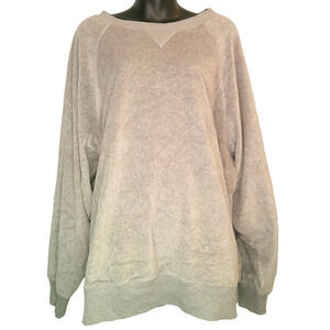 Flirtitude Active XXL Heather Gray Long Sleeve Velour Crew Neck Sweatshirt NEW